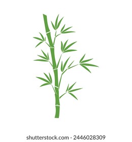 Bamboo leaves icon over white background, silhouette style, vector illustration