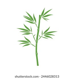 Bamboo leaves icon over white background, silhouette style, vector illustration