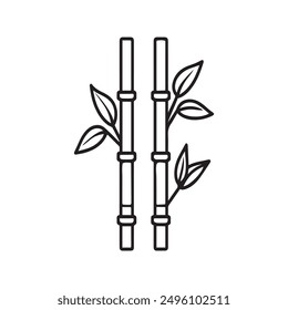 Bamboo leaves icon over white background, silhouette style, vector illustration