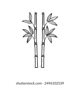 Bamboo leaves icon over white background, silhouette style, vector illustration