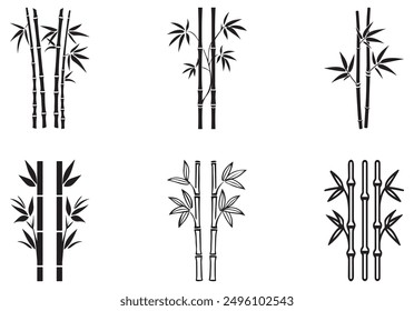 Bamboo leaves icon over white background, silhouette style, vector illustration