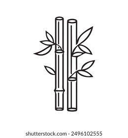 Bamboo leaves icon over white background, silhouette style, vector illustration