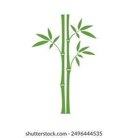 Bamboo leaves icon over white background, silhouette style, vector illustration