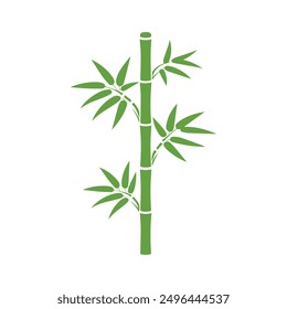 Bamboo leaves icon over white background, silhouette style, vector illustration