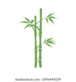 Bamboo leaves icon over white background, silhouette style, vector illustration