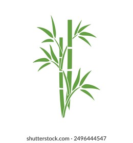 Bamboo leaves icon over white background, silhouette style, vector illustration