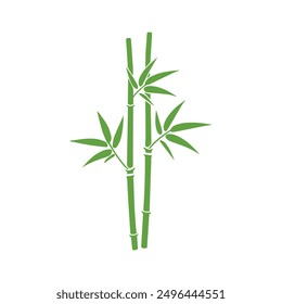 Bamboo leaves icon over white background, silhouette style, vector illustration