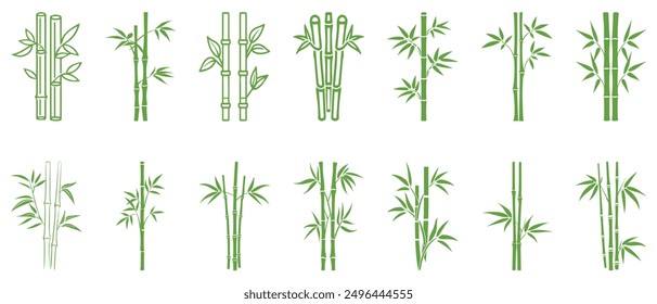 Bamboo leaves icon over white background, silhouette style, vector illustration