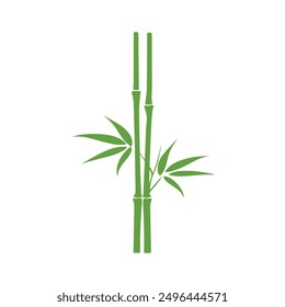 Bamboo leaves icon over white background, silhouette style, vector illustration