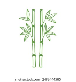 Bamboo leaves icon over white background, silhouette style, vector illustration