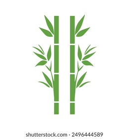 Bamboo leaves icon over white background, silhouette style, vector illustration