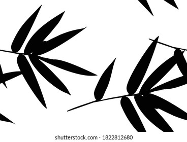Bamboo leaves, isolated on background, Black and white bamboo leaves