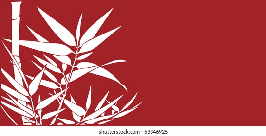Bamboo leaves on a red background
