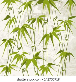 Bamboo with leaves pattern. Vector illustration.