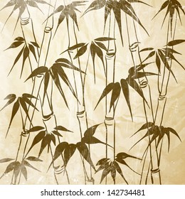 Bamboo with leaves pattern. Vector illustration.