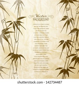 Bamboo with leaves pattern. Vector illustration.