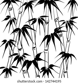 Bamboo with leaves pattern. Vector illustration.
