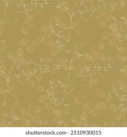 Bamboo with Leaves Seamless Background. A contemporary collage with simple shapes. Modern exotic design for paper, cover, fabric, wallpaper, interior. Vector graphics.