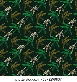 Bamboo leaves Seamless Pattern Design with background