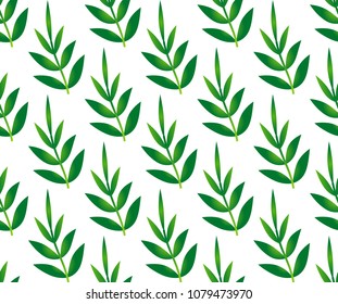 Bamboo leaves seamless pattern, green leaf background, vector illustration