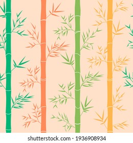 Bamboo leaves seamless pattern vector illustration. Exotic asian flora texture design. Jungle plants background. 