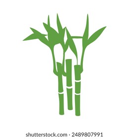 Bamboo leaves silhouette vector icon isolated on white background. Bamboo green logo