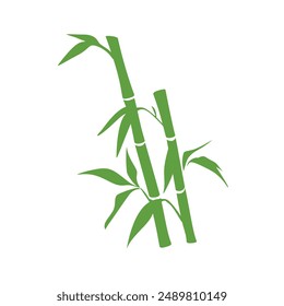 Bamboo leaves silhouette vector icon isolated on white background. Bamboo green logo