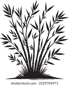 bamboo leaves silhouette vector style