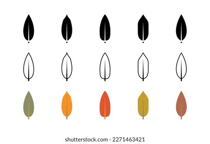 Bamboo leaves vector icons. Nature and ecology. Bamboo, foliage, plant, vector, icons, drawing, leaf and more. Isolated collection of leaves bamboo icon for websites on white background.