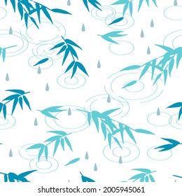 Bamboo Leaves and the Water Ripple Vector Graphic Seamless Pattern can be use for background and apparel design