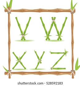 Bamboo Letter Alphabet Green Set F Vector