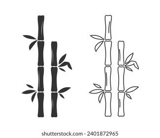 Bamboo line icon vector set. Bamboo flat sign