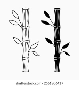 Bamboo line vector illustration isolated on white background
