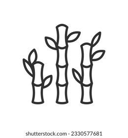 Bambú, icono lineal. Línea con trazo editable