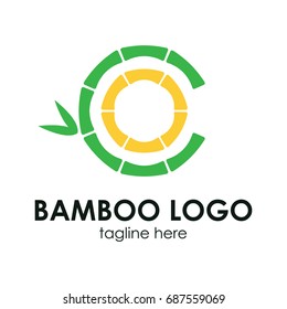 Bamboo logo concept. C alphabet logo