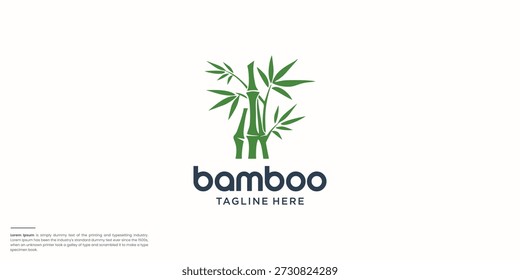 Diseño de logotipo de bambú con concepto creativo Premium Vector