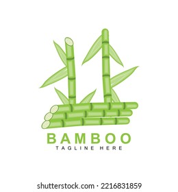Diseño de logotipos de bambú, vector de árbol verde, Panda Food, ilustración de plantilla de marca de producto