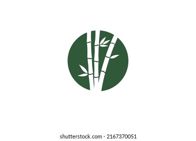 bamboo logo design. Vector design of a green bamboo tree isolated on a white background. Bamboo stem logo type with flat illustration style