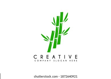 Ilustración vectorial del diseño del logotipo de bambú. Diseño de elementos de plantilla de logotipos de naturaleza comercial de bambú
