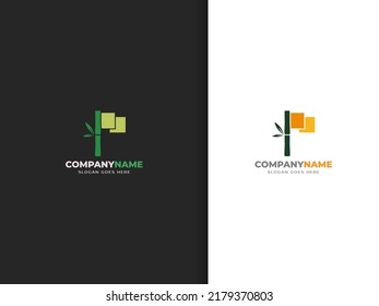 Bamboo logo and flag, vector icon.