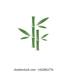 Bamboo logo with green leaf vector icon template