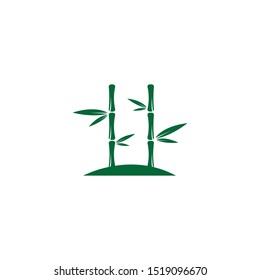 bamboo logo with green leaf vector icon template