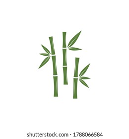 Bamboo logo with green leaf vector icon template and symbol
