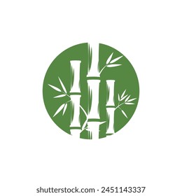 Bamboo logo with green leaf vector icon template
