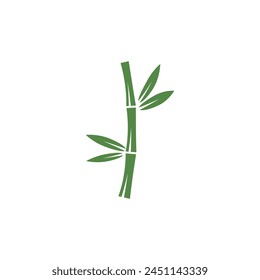Bamboo logo with green leaf vector icon template