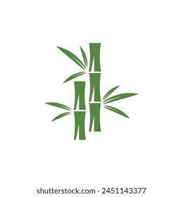 Bamboo logo with green leaf vector icon template