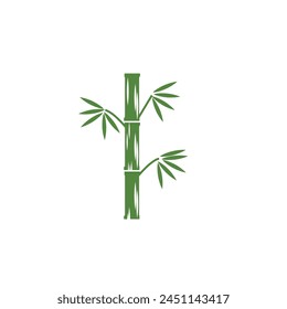 Logotipo de bambú con Plantilla de Vector de hoja verde