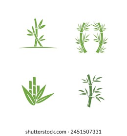 Bamboo logo with green leaf vector icon template