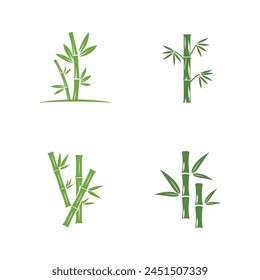 Bamboo logo with green leaf vector icon template