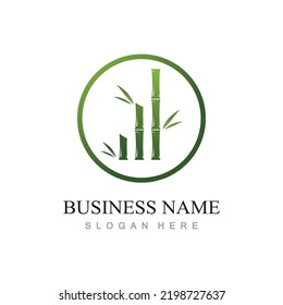 bamboo logo with green leaves vector illustration